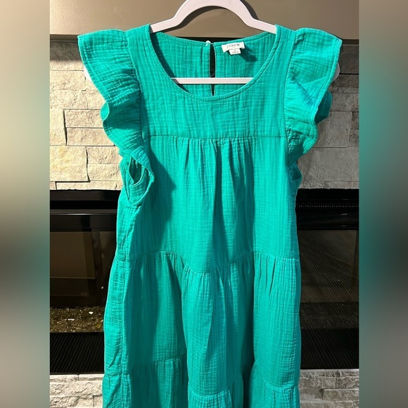 J Crew size 2 green tiered dress - Picture 6 of 12
